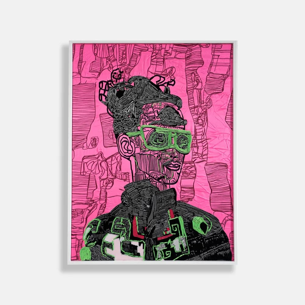 Speak No Evil — embroidered figure with phone